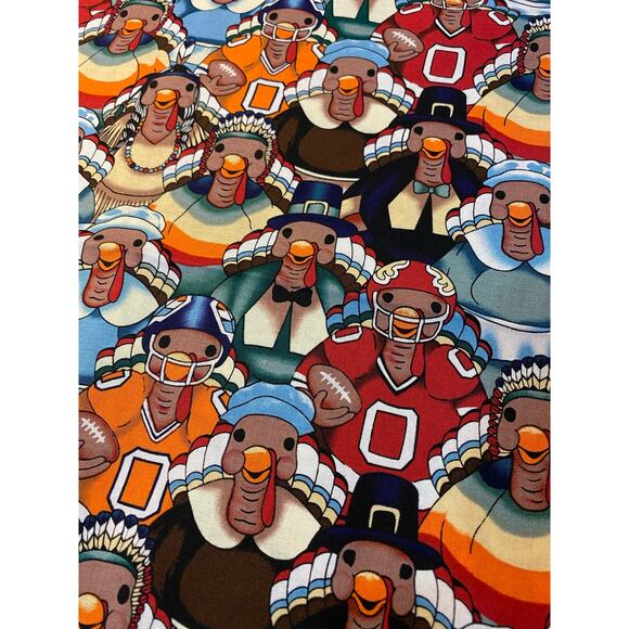 VINTAGE HTF Michael Miller Cotton Turkey Bowl Fabric BTHY OOP Thanksgiving RARE - Picture 1 of 2